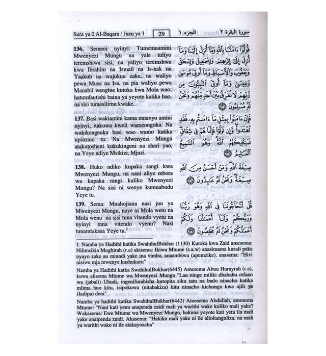Noble Quran in Swahili Language – Arabic Qur’ān with Swahili Translation & Tafsir