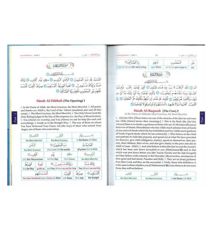 Study the Noble Quran Word-for-Word – Full Colour 3 Volume Set / Complete Qur’an / English Translation