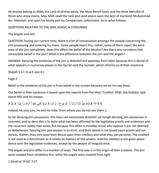 Questions Relating to the Jinn, Magic, and Conjuring – English Paperback Edition.