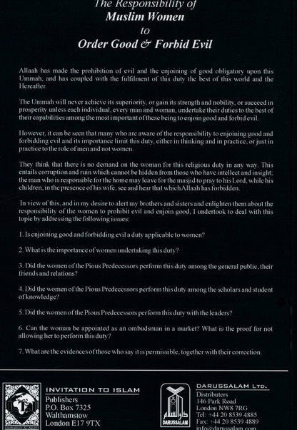The Responsibility of Muslim Women to Order Good & Forbid Evil – Women's Role in Islamic Dawah