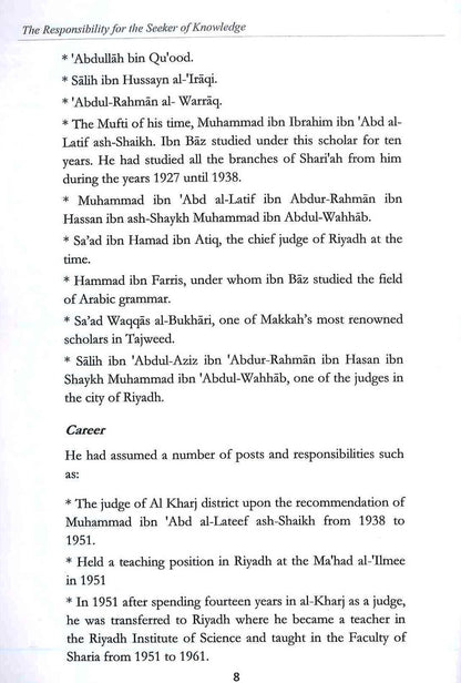 The Responsibility for the Seeker of Knowledge: Essential Duties of Every Student of Islamic Knowledge